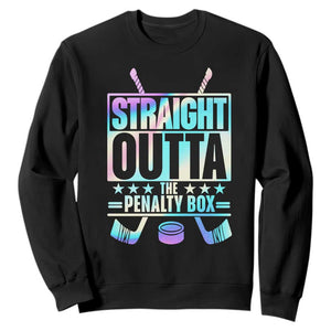 Straight Outta The Penalty Box Sweatshirt Iridescent Effect Hockey Player Gift TS12 Black Print Your Wear