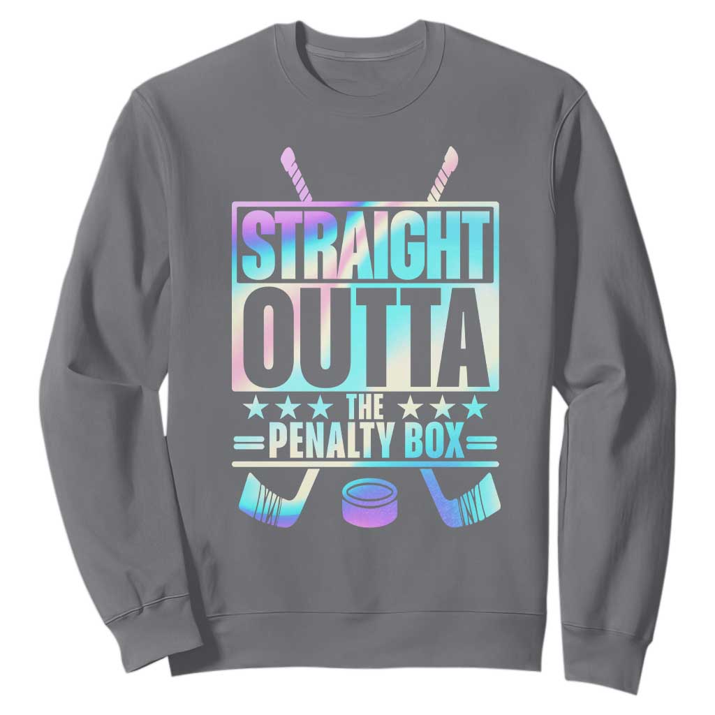 Straight Outta The Penalty Box Sweatshirt Iridescent Effect Hockey Player Gift TS12 Charcoal Print Your Wear