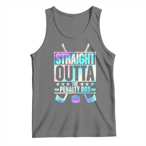 Straight Outta The Penalty Box Tank Top Iridescent Effect Hockey Player Gift TS12 Black Heather Print Your Wear