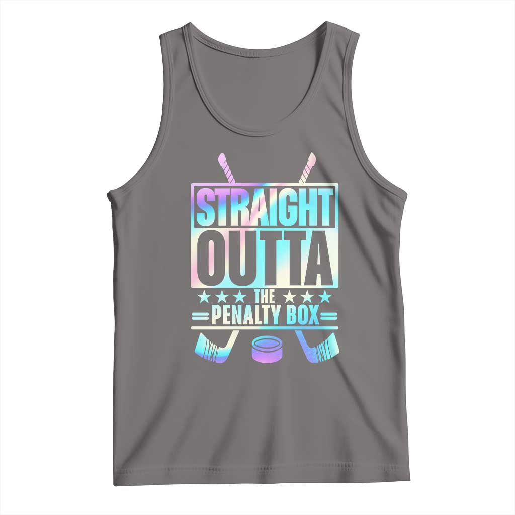 Straight Outta The Penalty Box Tank Top Iridescent Effect Hockey Player Gift TS12 Deep Heather Print Your Wear