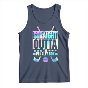 Straight Outta The Penalty Box Tank Top Iridescent Effect Hockey Player Gift TS12 Navy Print Your Wear