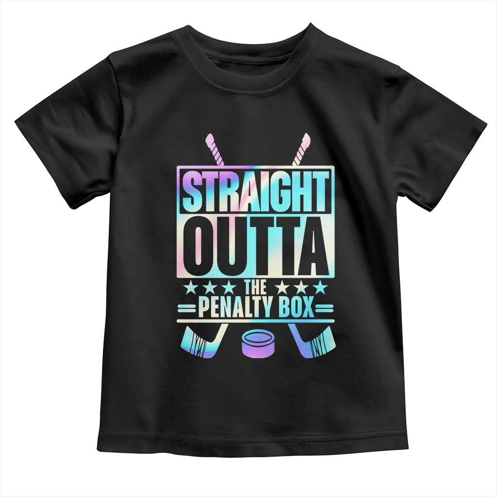 Straight Outta The Penalty Box Toddler T Shirt Iridescent Effect Hockey Player Gift TS12 Black Print Your Wear