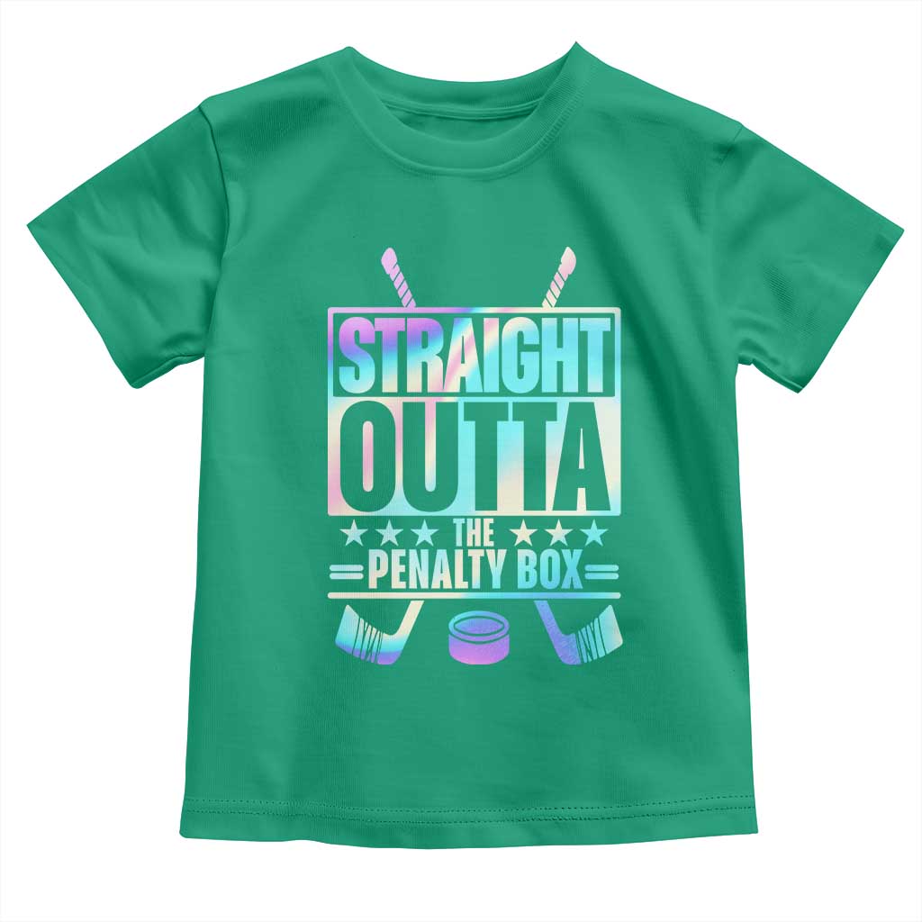 Straight Outta The Penalty Box Toddler T Shirt Iridescent Effect Hockey Player Gift TS12 Irish Green Print Your Wear
