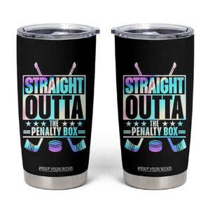 Straight Outta The Penalty Box Tumbler Cup Iridescent Effect Hockey Player Gift TS12 Black Print Your Wear