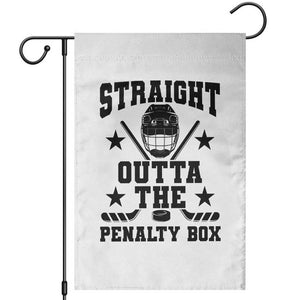 Straight Outta The Penalty Box Garden Flag Funny Youth Ice Hockey Gift TS12 Black Print Your Wear
