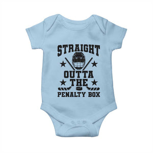 Straight Outta The Penalty Box Baby Onesie Funny Youth Ice Hockey Gift TS12 Light Blue Print Your Wear