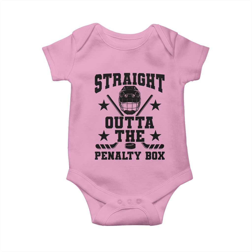 Straight Outta The Penalty Box Baby Onesie Funny Youth Ice Hockey Gift TS12 Light Pink Print Your Wear