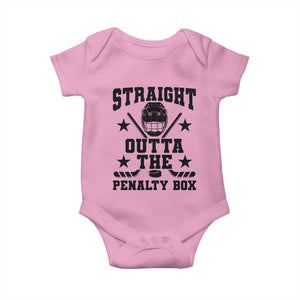 Straight Outta The Penalty Box Baby Onesie Funny Youth Ice Hockey Gift TS12 Light Pink Print Your Wear