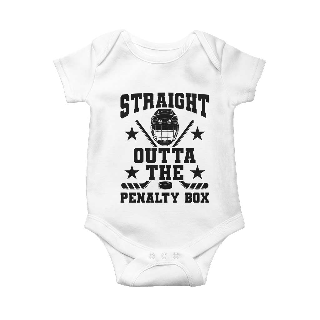 Straight Outta The Penalty Box Baby Onesie Funny Youth Ice Hockey Gift TS12 White Print Your Wear