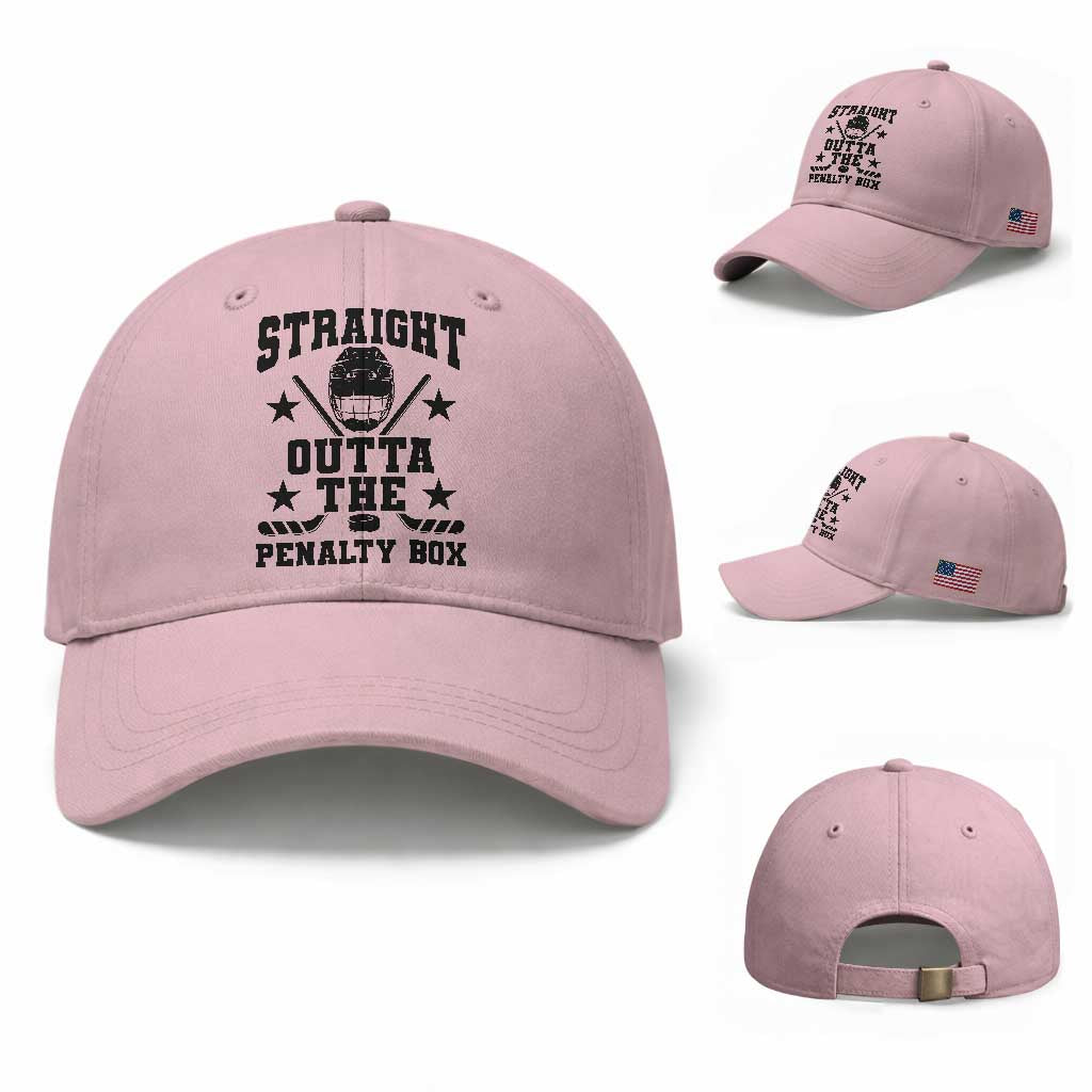 Straight Outta The Penalty Box Baseball Cap Funny Youth Ice Hockey Gift TS12 Baseball Cap Universal Fit Light Pink Print Your Wear