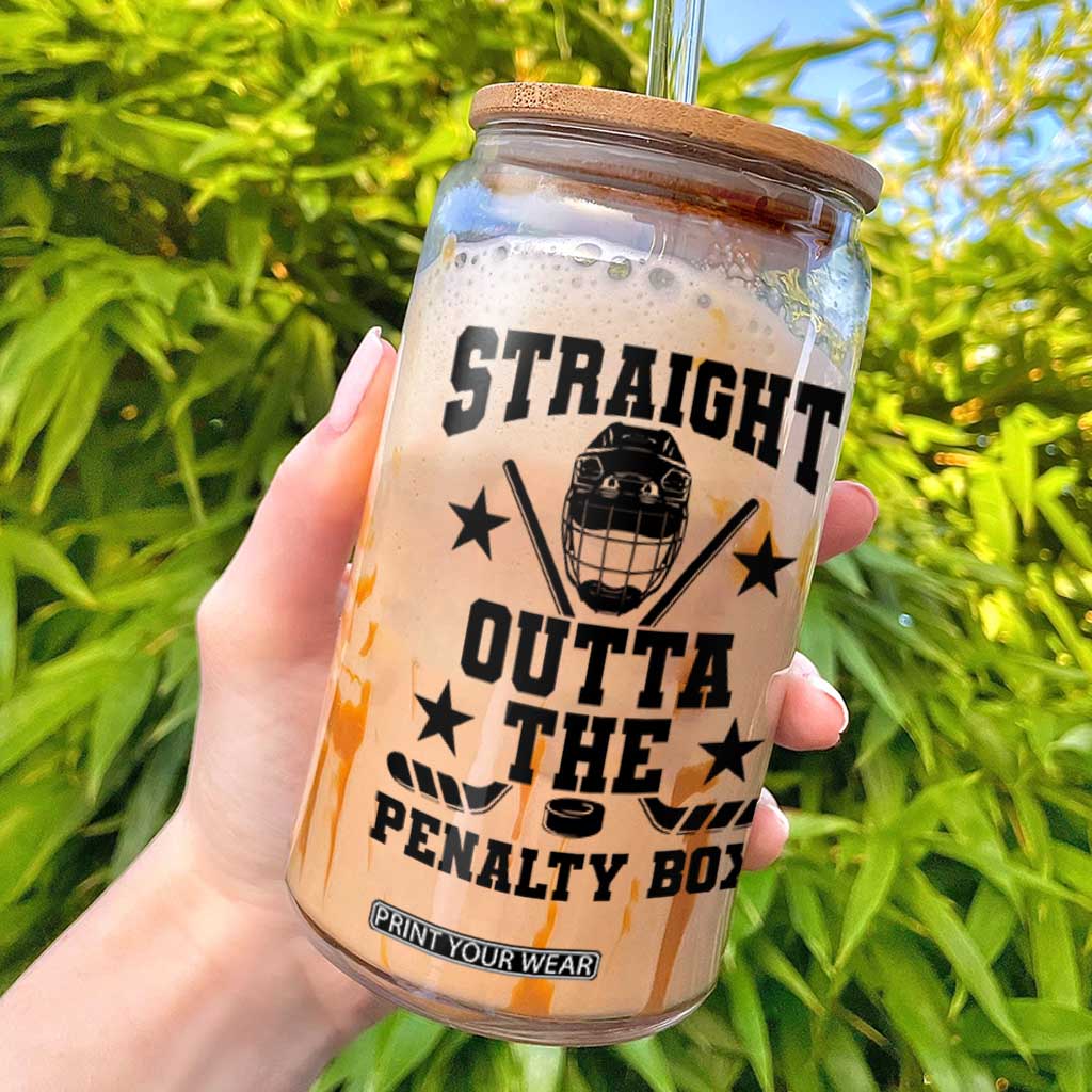 Straight Outta The Penalty Box Glass Can Funny Youth Ice Hockey Gift TS12 White Print Your Wear