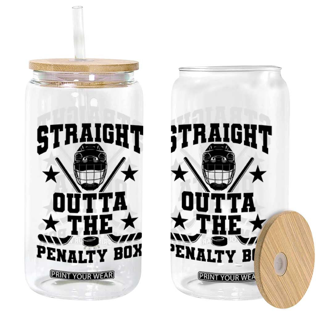 Straight Outta The Penalty Box Glass Can Funny Youth Ice Hockey Gift TS12 Print Your Wear