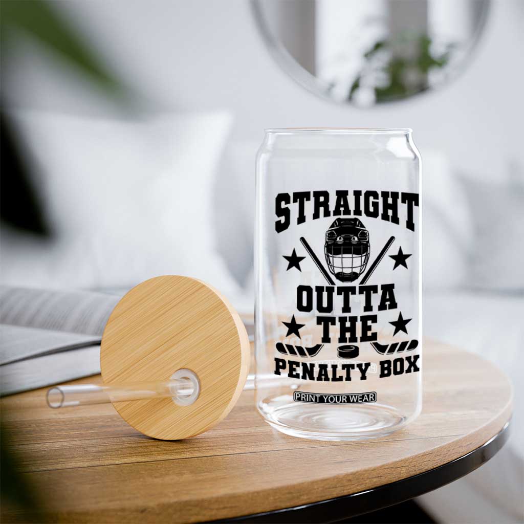 Straight Outta The Penalty Box Glass Can Funny Youth Ice Hockey Gift TS12 Print Your Wear