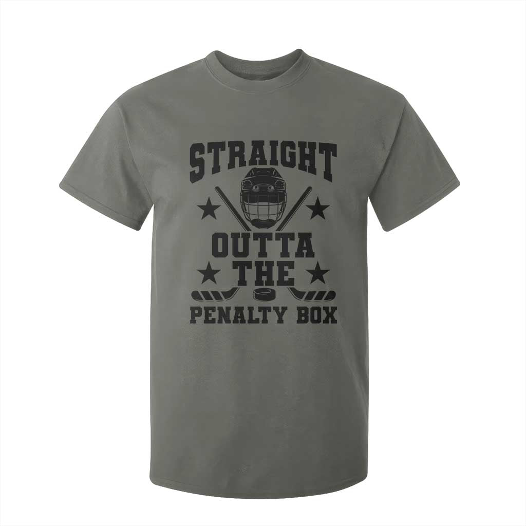Straight Outta The Penalty Box T Shirt For Kid Funny Youth Ice Hockey Gift TS12 Military Green Print Your Wear