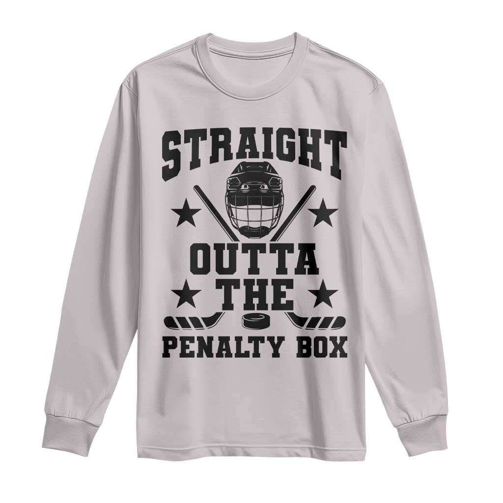Straight Outta The Penalty Box Long Sleeve Shirt Funny Youth Ice Hockey Gift TS12 Ice Gray Print Your Wear