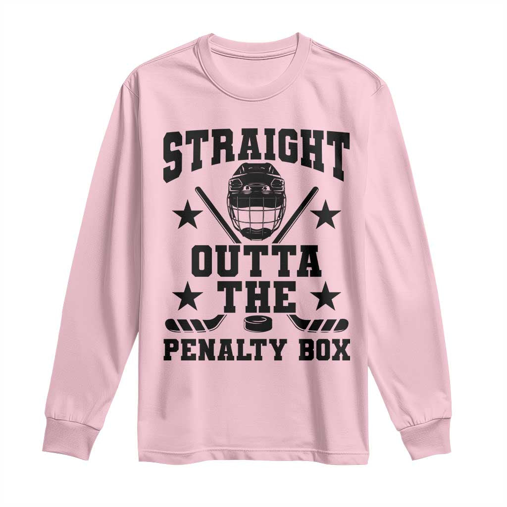 Straight Outta The Penalty Box Long Sleeve Shirt Funny Youth Ice Hockey Gift TS12 Light Pink Print Your Wear
