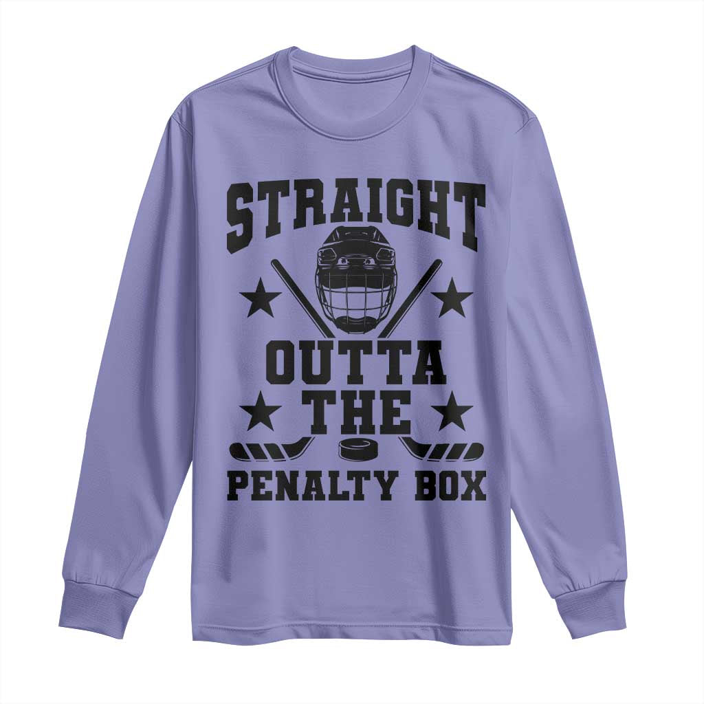 Straight Outta The Penalty Box Long Sleeve Shirt Funny Youth Ice Hockey Gift TS12 Violet Print Your Wear