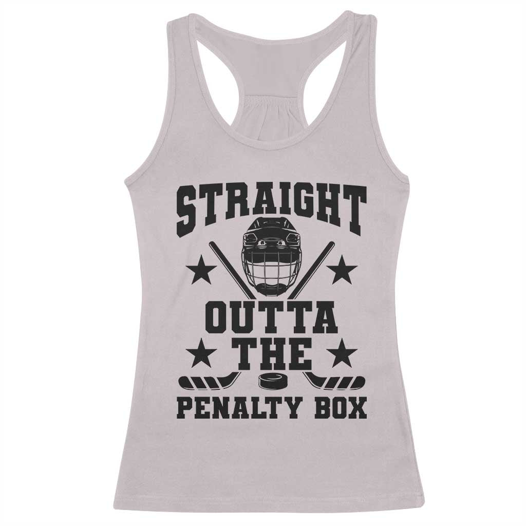 Straight Outta The Penalty Box Racerback Tank Top Funny Youth Ice Hockey Gift TS12 Ice Gray Print Your Wear