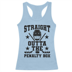 Straight Outta The Penalty Box Racerback Tank Top Funny Youth Ice Hockey Gift TS12 Light Blue Print Your Wear