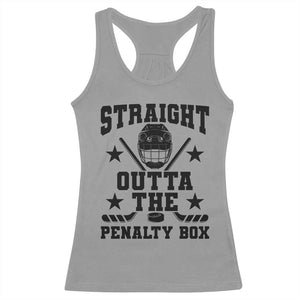 Straight Outta The Penalty Box Racerback Tank Top Funny Youth Ice Hockey Gift TS12 Sport Gray Print Your Wear