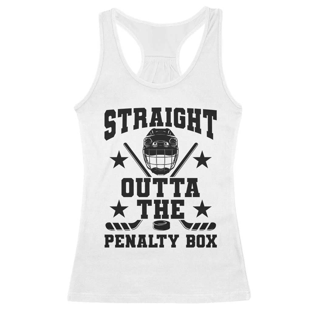 Straight Outta The Penalty Box Racerback Tank Top Funny Youth Ice Hockey Gift TS12 White Print Your Wear