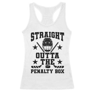 Straight Outta The Penalty Box Racerback Tank Top Funny Youth Ice Hockey Gift TS12 White Print Your Wear