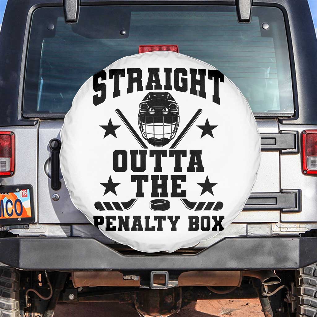Straight Outta The Penalty Box Spare Tire Cover Funny Youth Ice Hockey Gift TS12 No hole Black Print Your Wear