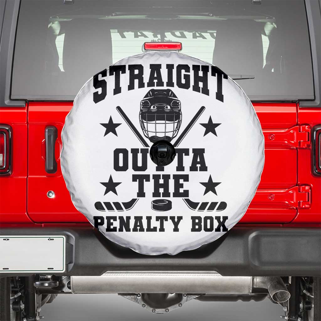 Straight Outta The Penalty Box Spare Tire Cover Funny Youth Ice Hockey Gift TS12 Black Print Your Wear