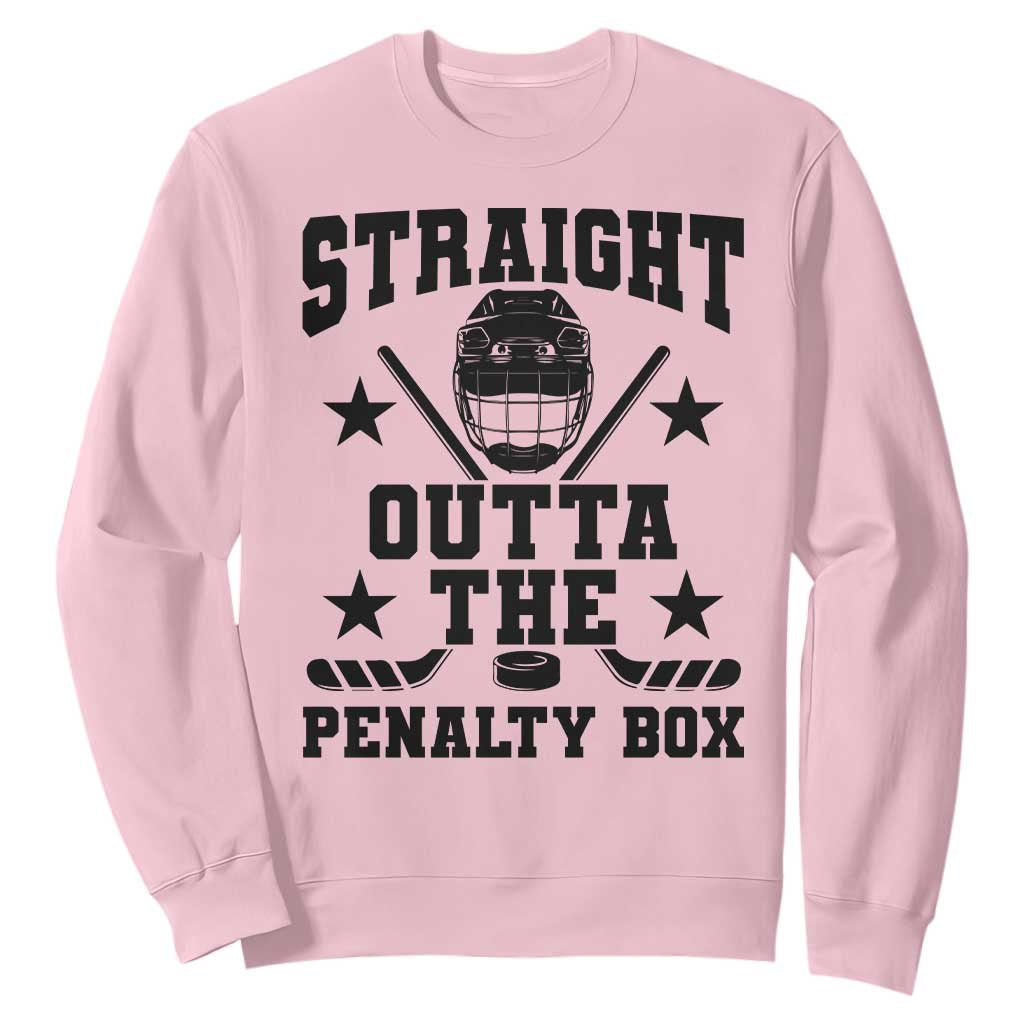 Straight Outta The Penalty Box Sweatshirt Funny Youth Ice Hockey Gift TS12 Light Pink Print Your Wear