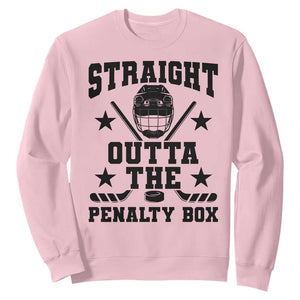 Straight Outta The Penalty Box Sweatshirt Funny Youth Ice Hockey Gift TS12 Light Pink Print Your Wear