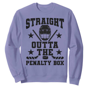Straight Outta The Penalty Box Sweatshirt Funny Youth Ice Hockey Gift TS12 Violet Print Your Wear