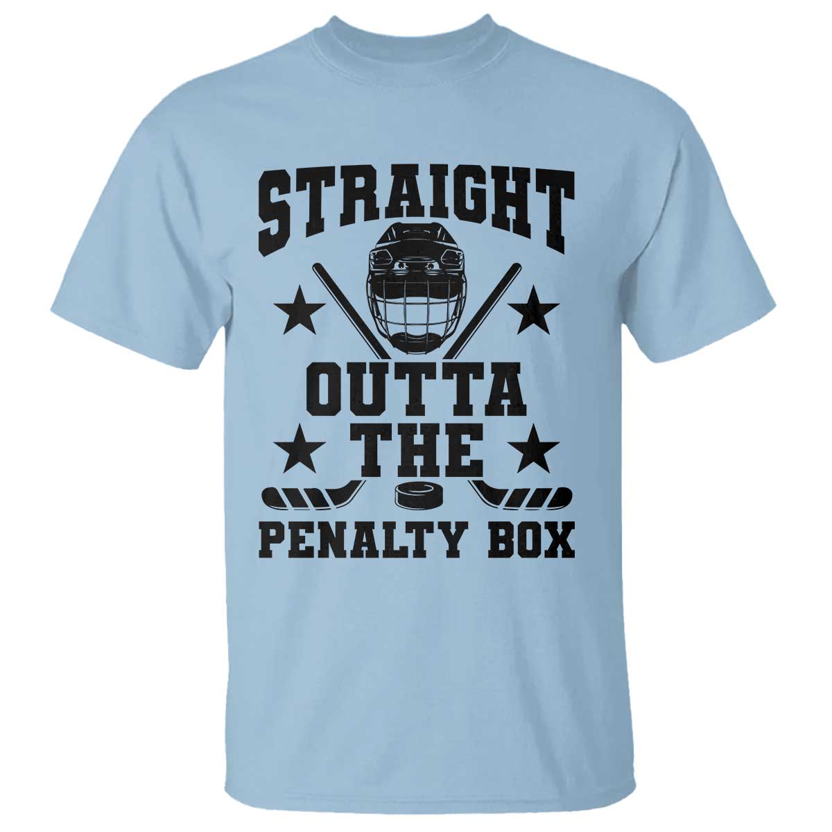 Straight Outta The Penalty Box T Shirt Funny Youth Ice Hockey Gift TS12 Light Blue Print Your Wear