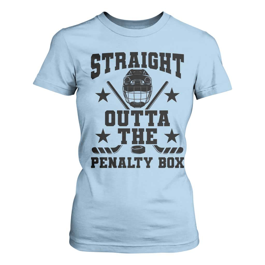 Straight Outta The Penalty Box T Shirt For Women Funny Youth Ice Hockey Gift TS12 Light Blue Print Your Wear