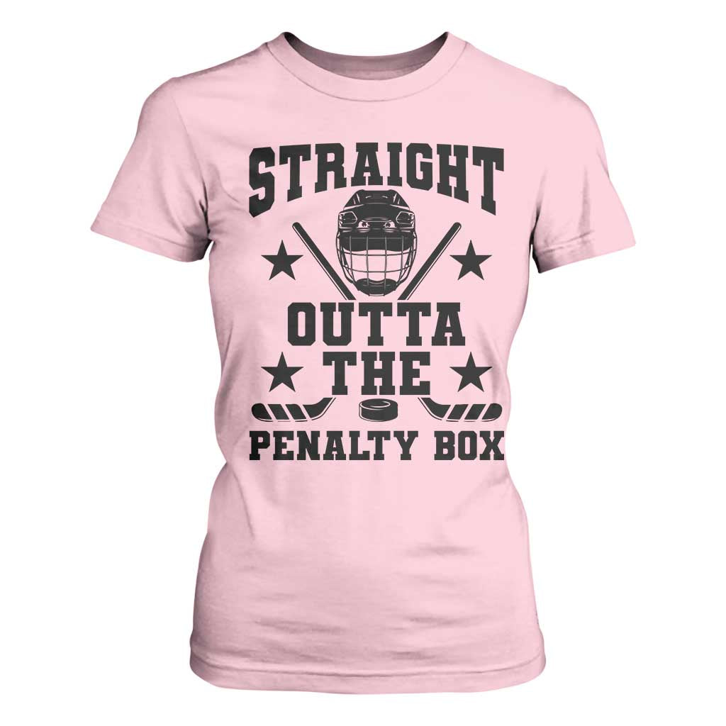 Straight Outta The Penalty Box T Shirt For Women Funny Youth Ice Hockey Gift TS12 Light Pink Print Your Wear