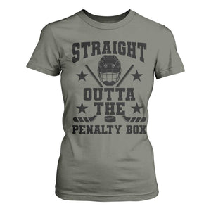 Straight Outta The Penalty Box T Shirt For Women Funny Youth Ice Hockey Gift TS12 Military Green Print Your Wear