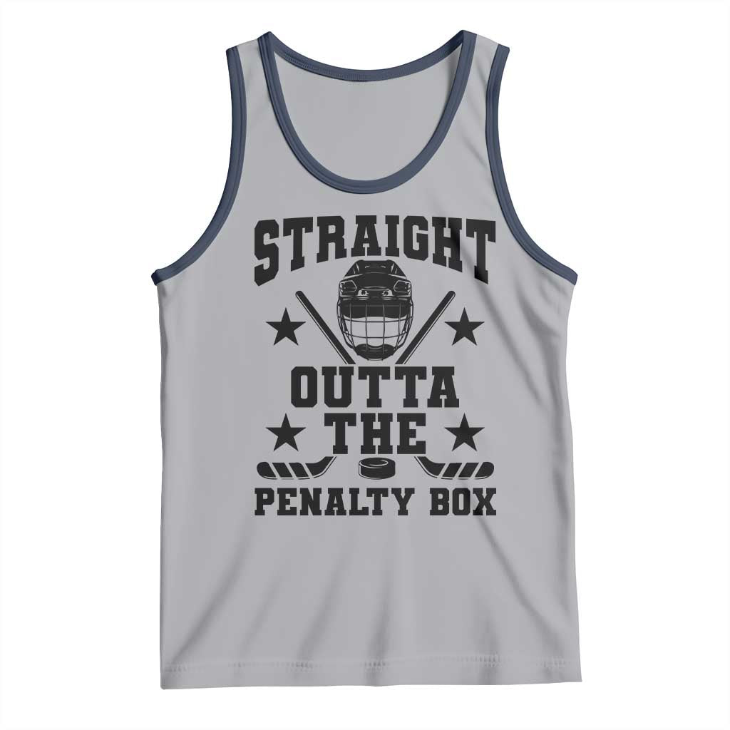 Straight Outta The Penalty Box Tank Top Funny Youth Ice Hockey Gift TS12 Athletic Heather Navy Print Your Wear