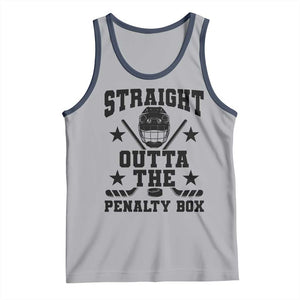 Straight Outta The Penalty Box Tank Top Funny Youth Ice Hockey Gift TS12 Athletic Heather Navy Print Your Wear