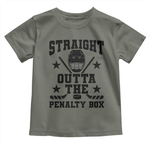 Straight Outta The Penalty Box Toddler T Shirt Funny Youth Ice Hockey Gift TS12 Military Green Print Your Wear