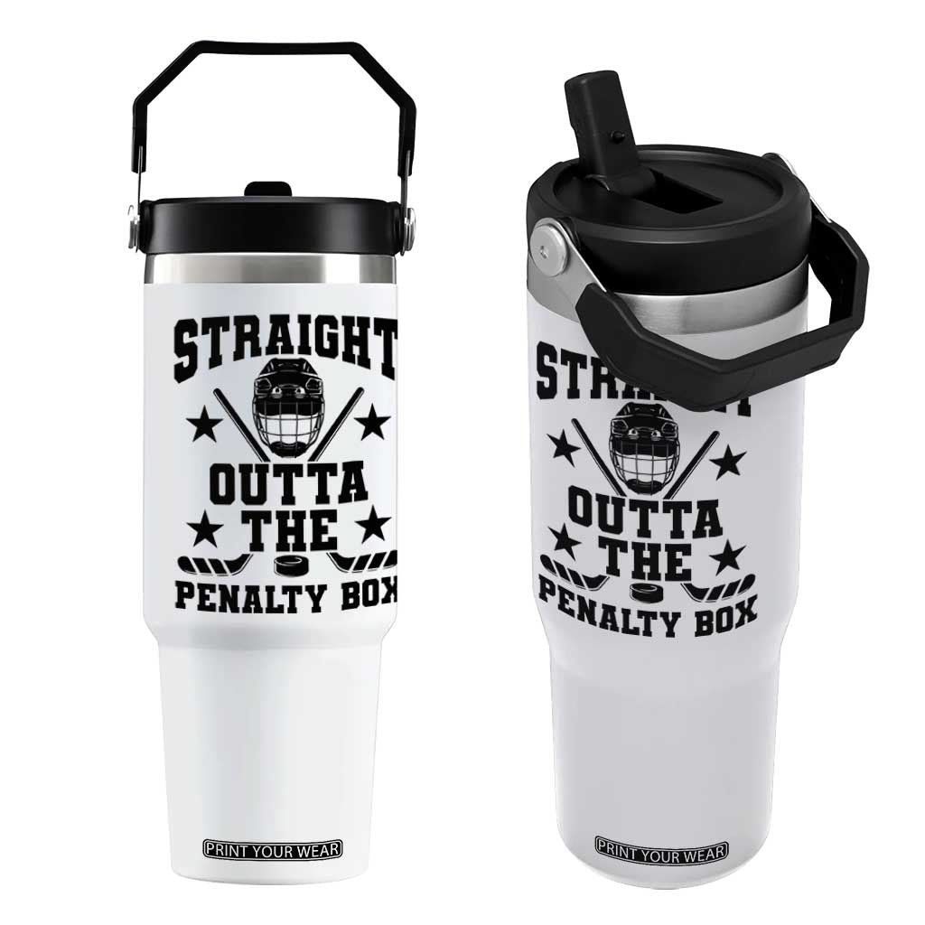 Straight Outta The Penalty Box Flip Straw Tumbler Funny Youth Ice Hockey Gift TS12 One Size: 30 oz White Print Your Wear