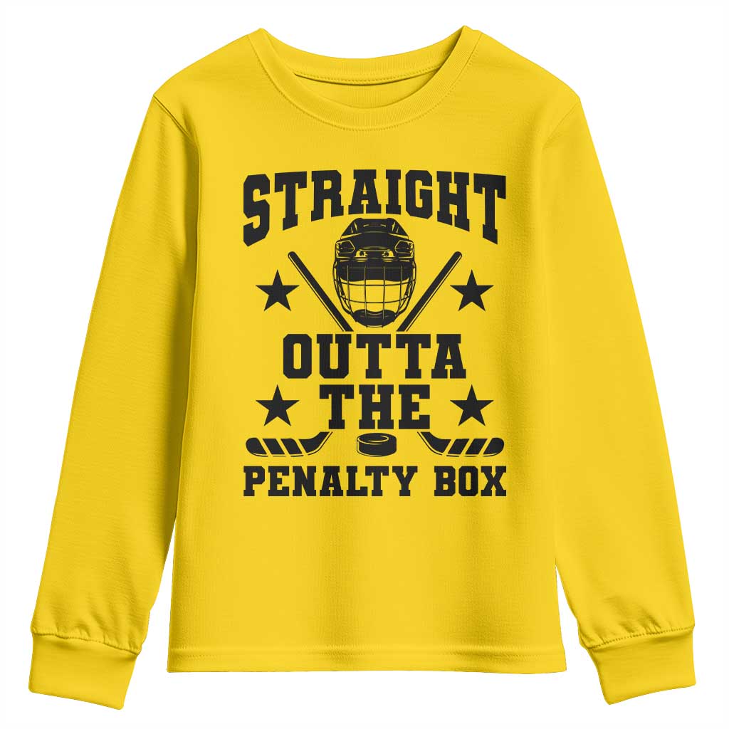 Straight Outta The Penalty Box Youth Sweatshirt Funny Youth Ice Hockey Gift TS12 Daisy Print Your Wear
