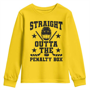 Straight Outta The Penalty Box Youth Sweatshirt Funny Youth Ice Hockey Gift TS12 Daisy Print Your Wear