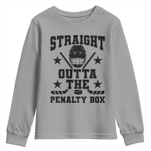 Straight Outta The Penalty Box Youth Sweatshirt Funny Youth Ice Hockey Gift TS12 Sport Gray Print Your Wear