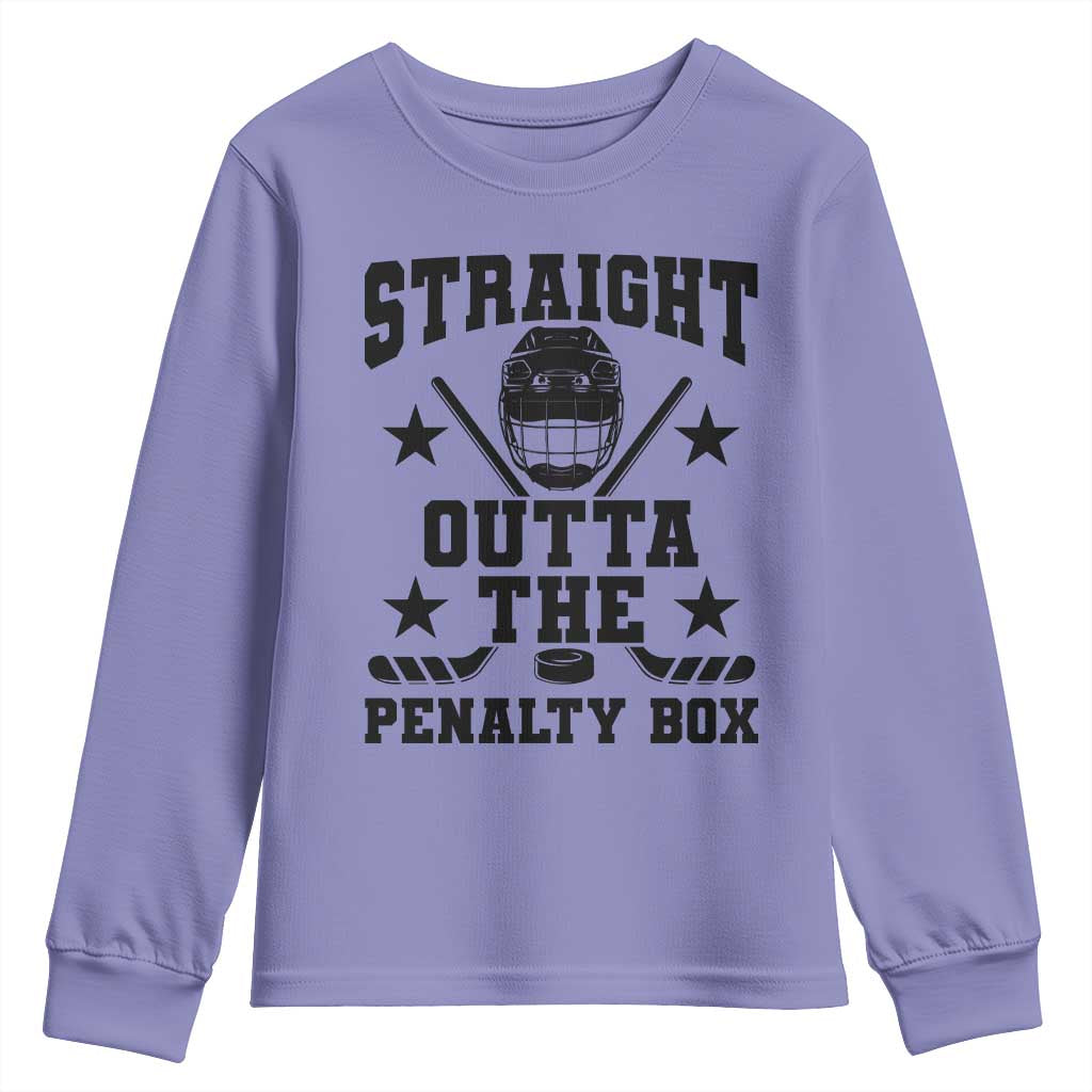 Straight Outta The Penalty Box Youth Sweatshirt Funny Youth Ice Hockey Gift TS12 Violet Print Your Wear