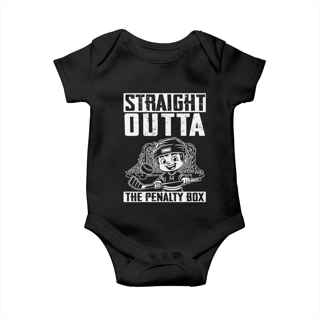 Straight Outta The Penalty Box Baby Onesie Funny Hockey Gift For Boys TS12 Black Print Your Wear
