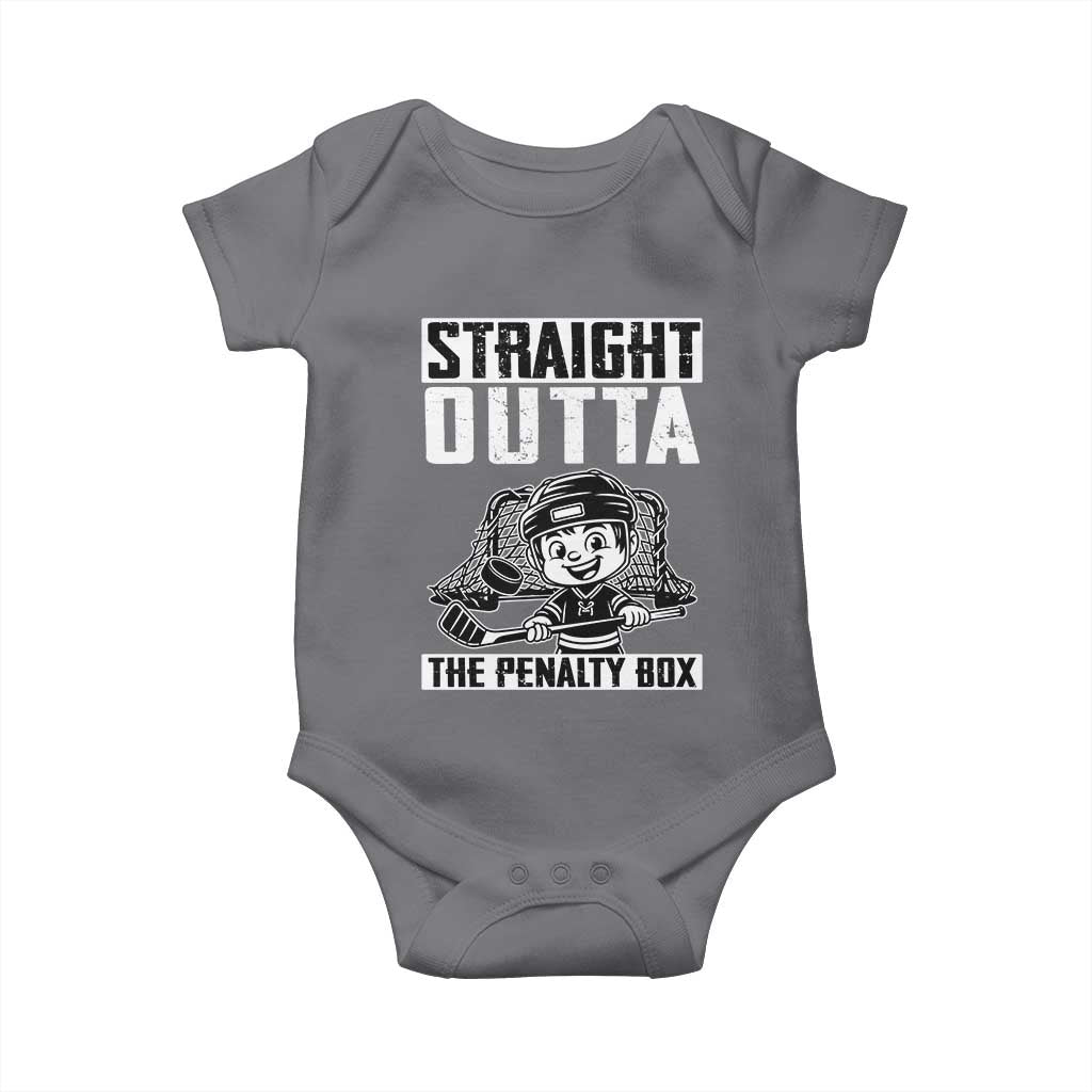 Straight Outta The Penalty Box Baby Onesie Funny Hockey Gift For Boys TS12 Charcoal Print Your Wear