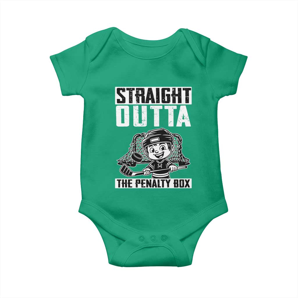 Straight Outta The Penalty Box Baby Onesie Funny Hockey Gift For Boys TS12 Irish Green Print Your Wear