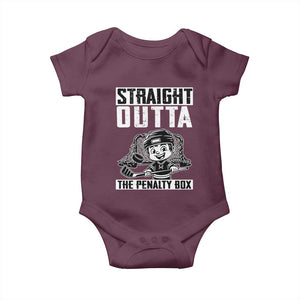 Straight Outta The Penalty Box Baby Onesie Funny Hockey Gift For Boys TS12 Maroon Print Your Wear