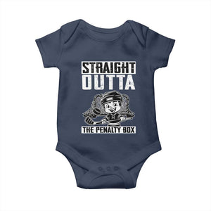 Straight Outta The Penalty Box Baby Onesie Funny Hockey Gift For Boys TS12 Navy Print Your Wear