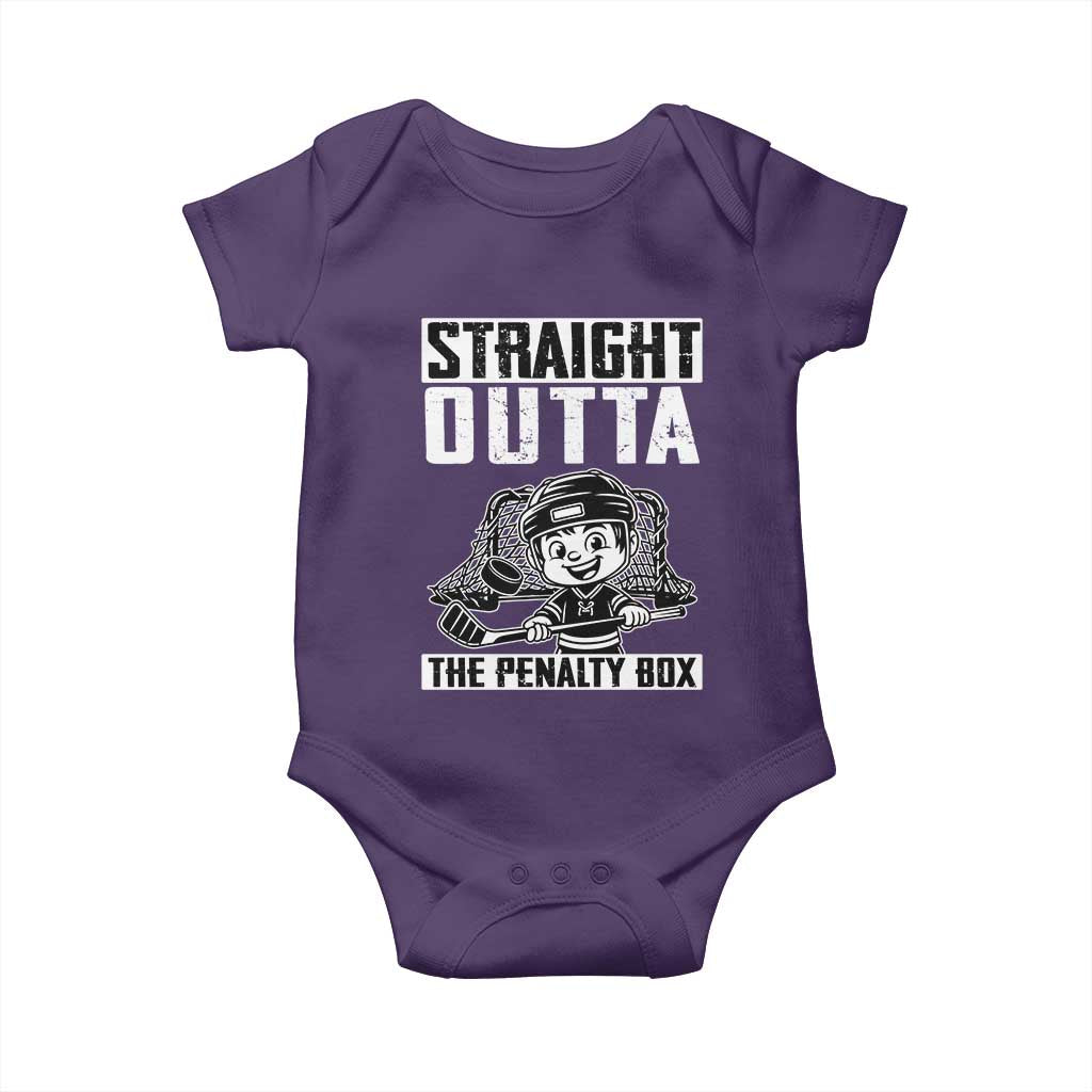 Straight Outta The Penalty Box Baby Onesie Funny Hockey Gift For Boys TS12 Purple Print Your Wear