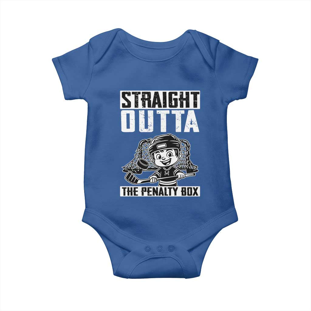 Straight Outta The Penalty Box Baby Onesie Funny Hockey Gift For Boys TS12 Royal Blue Print Your Wear
